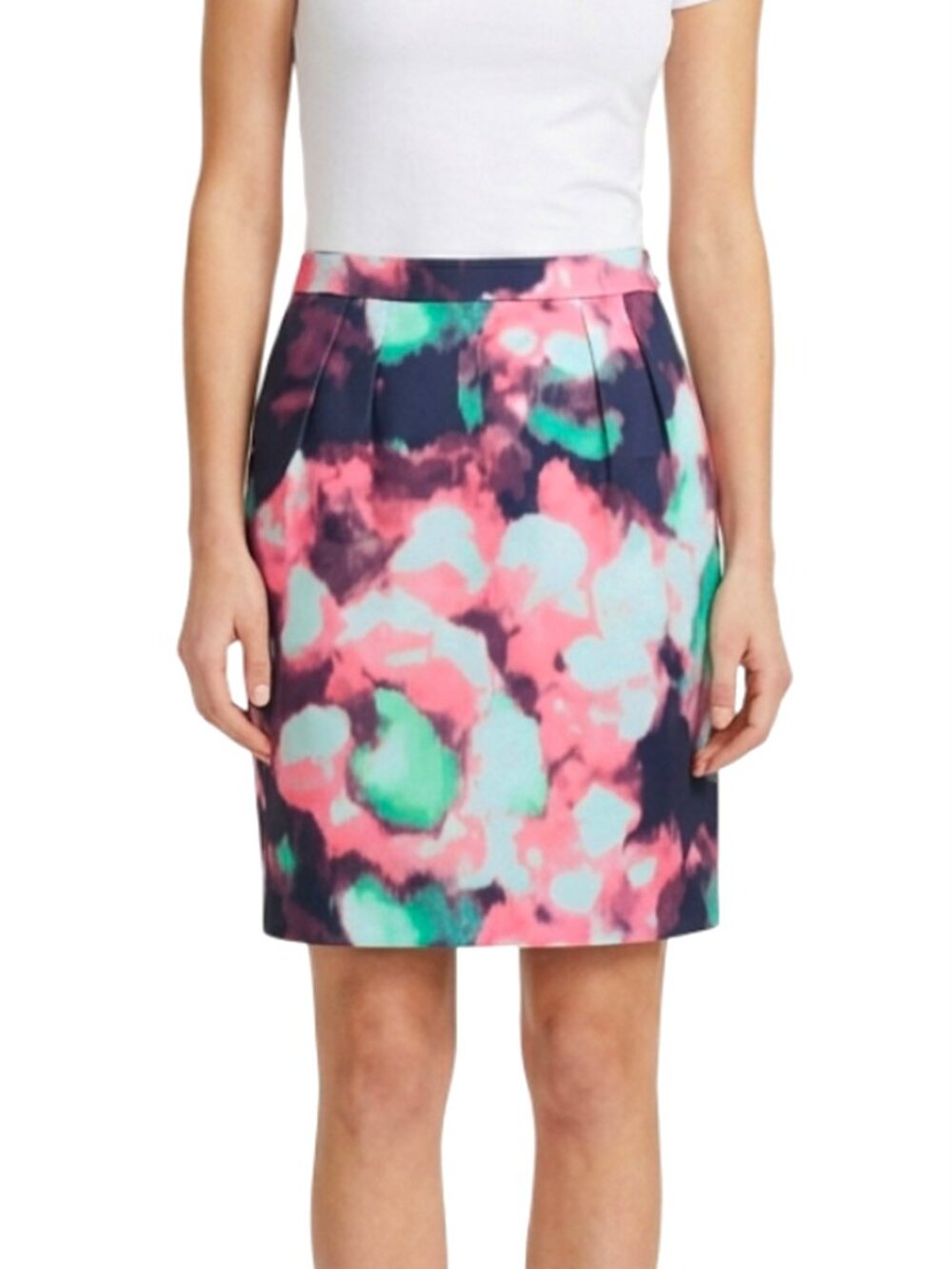 Kate Spade Simply Cinema Barry Rayon Skirt Abstract Floral Slight Pleating